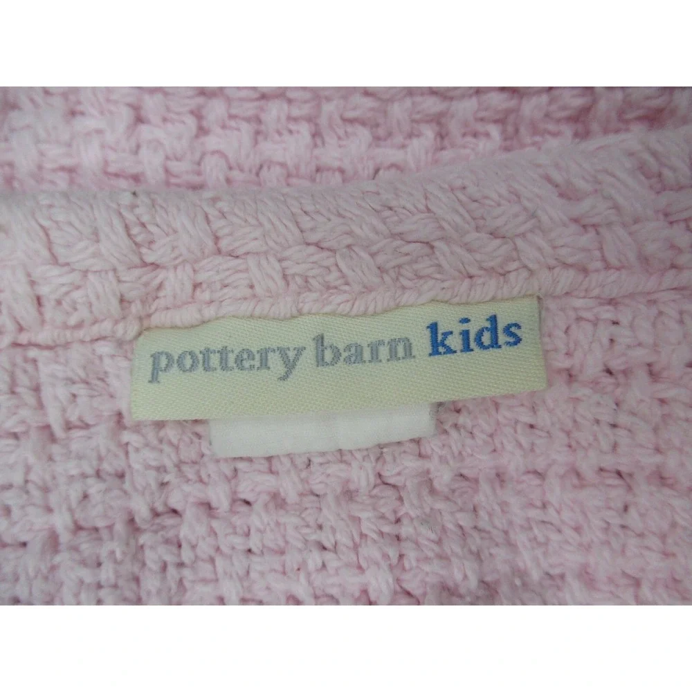 Pottery Barn kids pink thermal woven cotton blanket USED READ 67x78